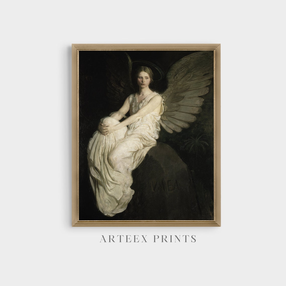 Vintage Angel Painting Woman Portrait Art Antique Moody Oil Painting Print Rustic Wall Art Fine Art - Image 4