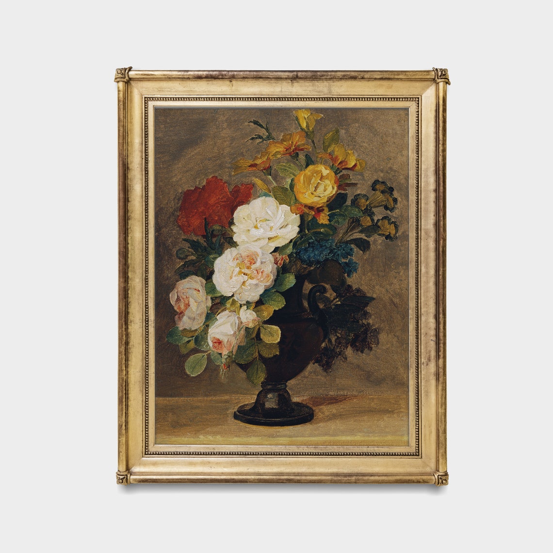 Roses and Wildflowers in a Dark Urn Vintage Still Life Poster - Image 4