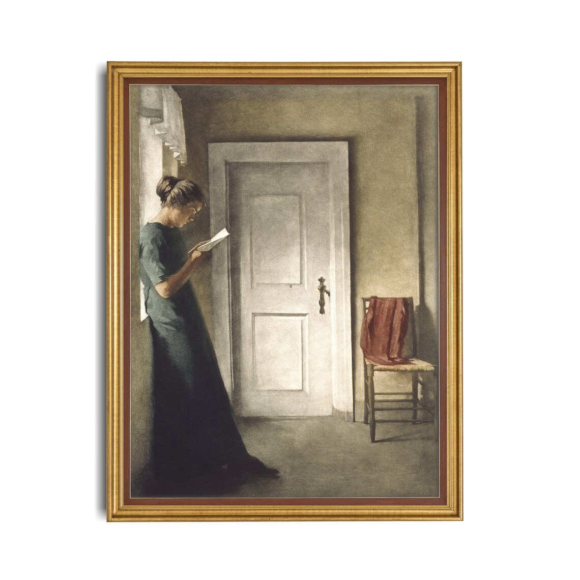 Hammershoi Woman Reading Muted Danish Interior Painting Art Poster - Image 5