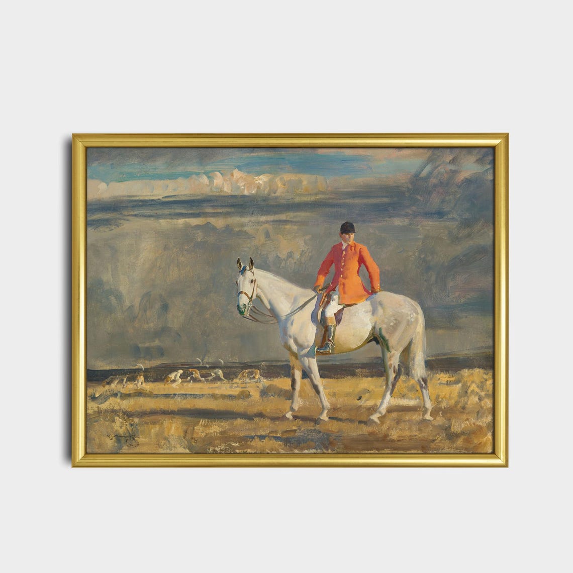 Fox Hunter In Scarlet On A Grey Horse Vintage Equestrian Poster - Image 2