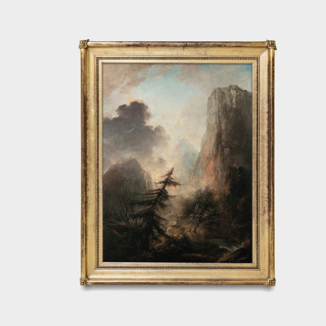 Printed And Shipped Vintage Landscape Painting Spruce Tree Print Moody Rustic Art Dark Academia Physical Prints Nature Art - Image 3