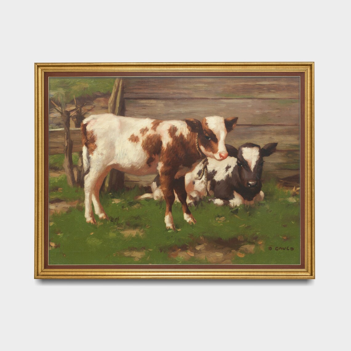Vintage Cow Animal Print, Rustic Farmhouse Scene - Image 3