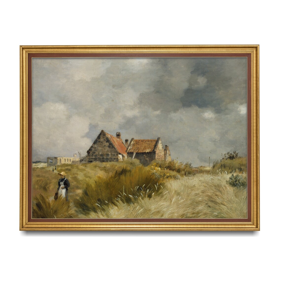 Stone Farmhouse in the Dunes With a Figure Walking Coastal Poster - Image 2