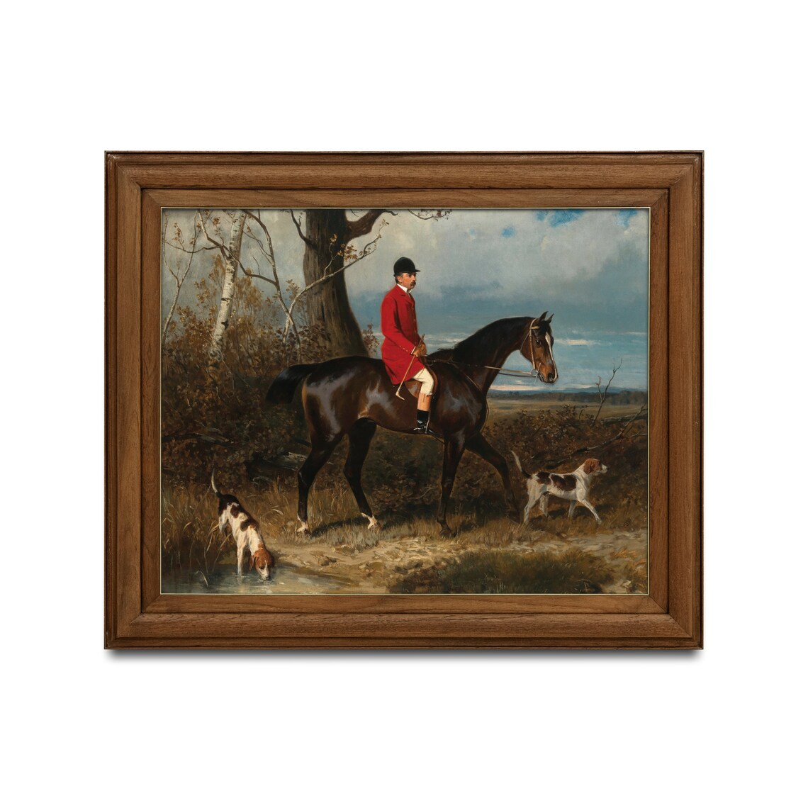 Horseman With Hounds Vintage Equestrian Art Print - Image 2