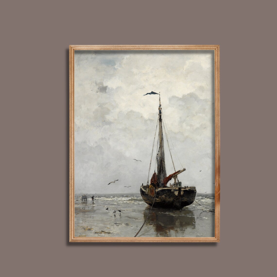 Vintage Fishing Boat Seascape, Coastal Art Print - Image 2