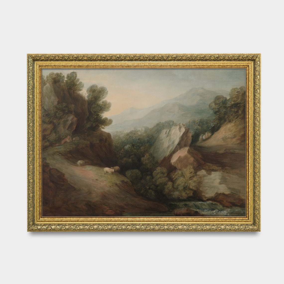 Sheep Grazing in a Rocky Mountain Valley with a Winding Stream Poster - Image 2