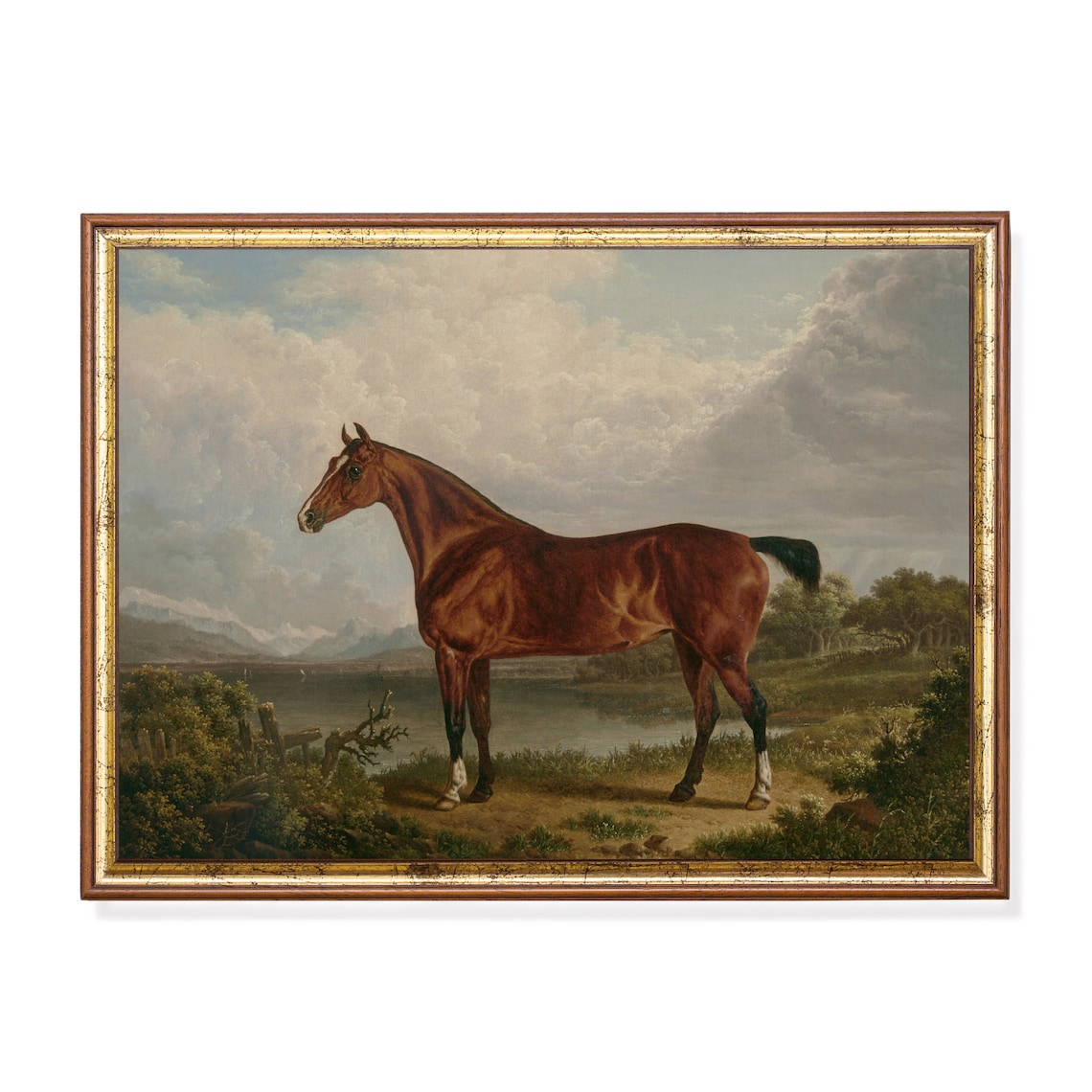 Mailed Print Vintage Horse Painting Antique Equestrian Print Farmhouse Decor Animal Oil Painting Rustic Fine Art Print And Ship