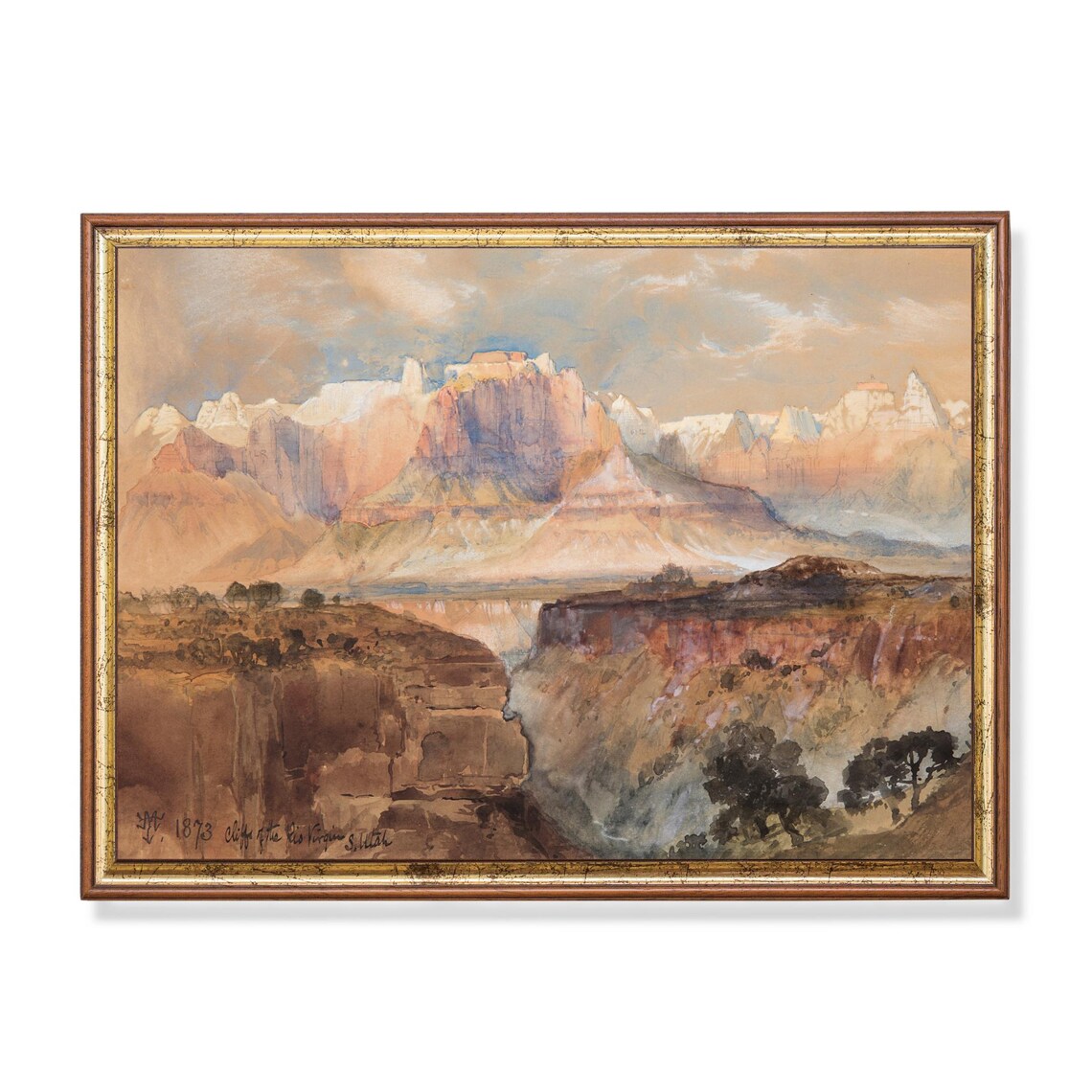 Thomas Moran Cliffs of the Rio Virgen Utah 1873 Watercolor Poster