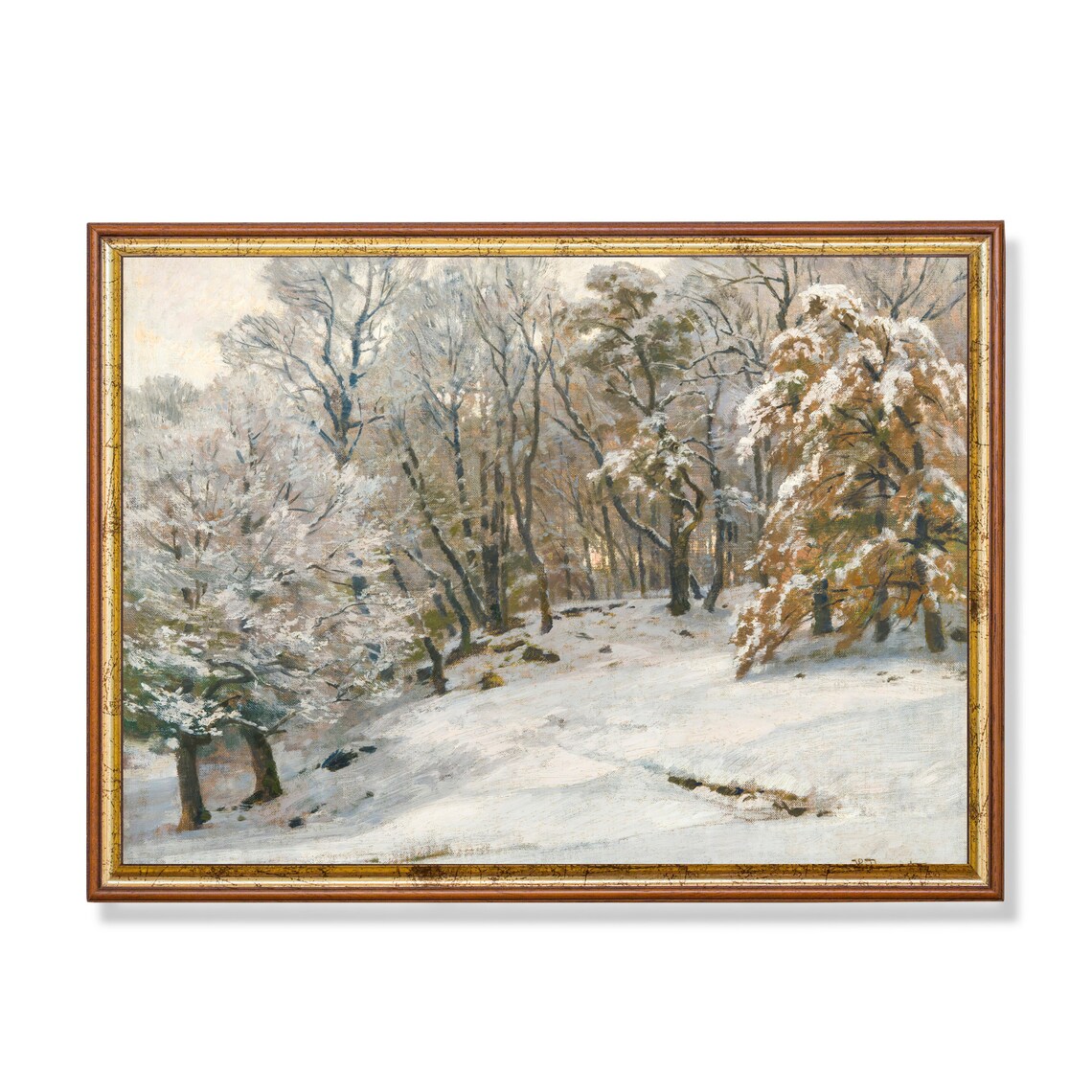 Vintage Winter Snowy Landscape, Christmas Poster Print