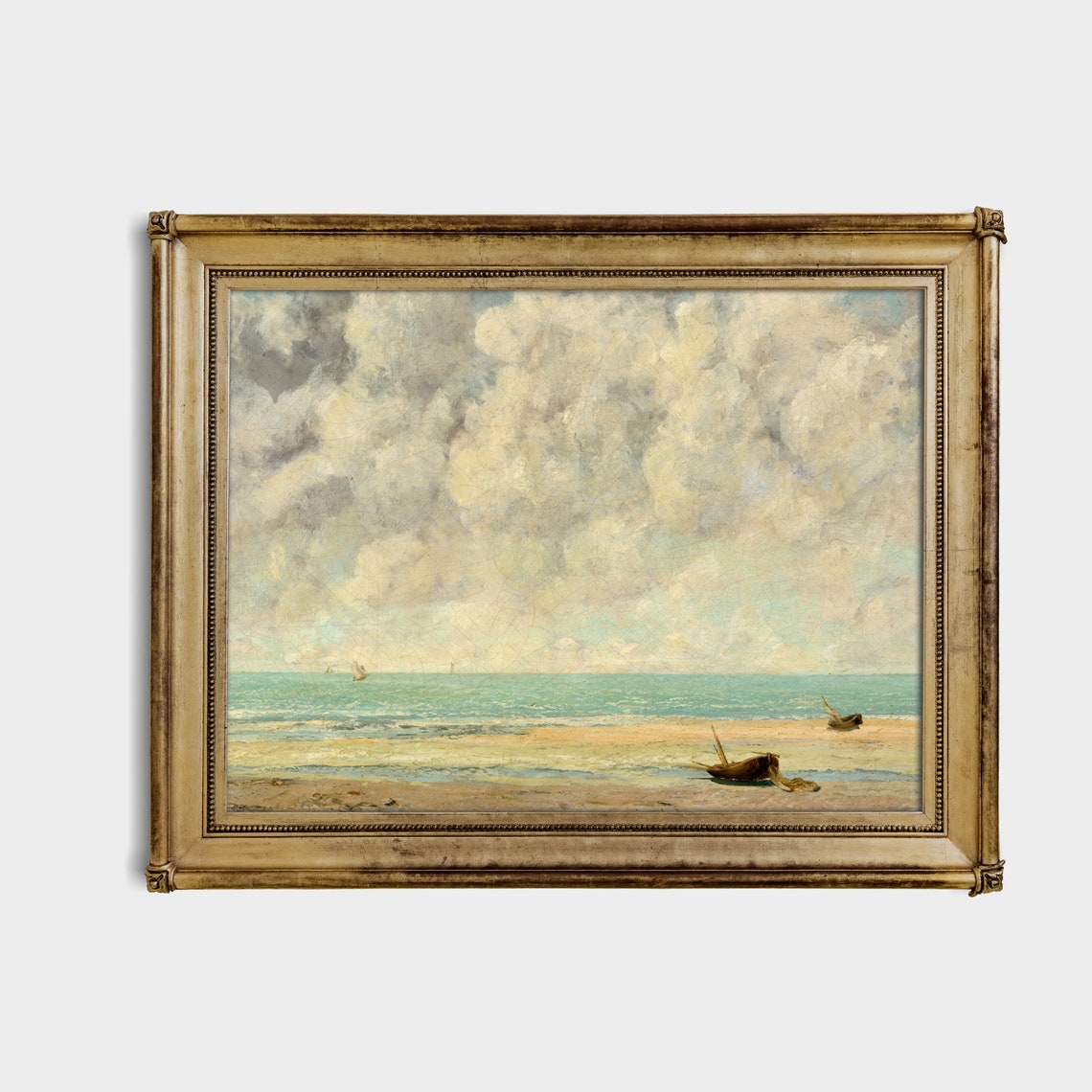 Dramatic Cloudy Seascape with Fishing Boats and Sailboats Poster - Image 3