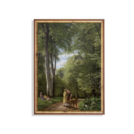 Printed And Shipped Vintage Landscape Painting Antique Tree Forest Wooded Landscape Fine Print Farmhouse Decor Mailed Print