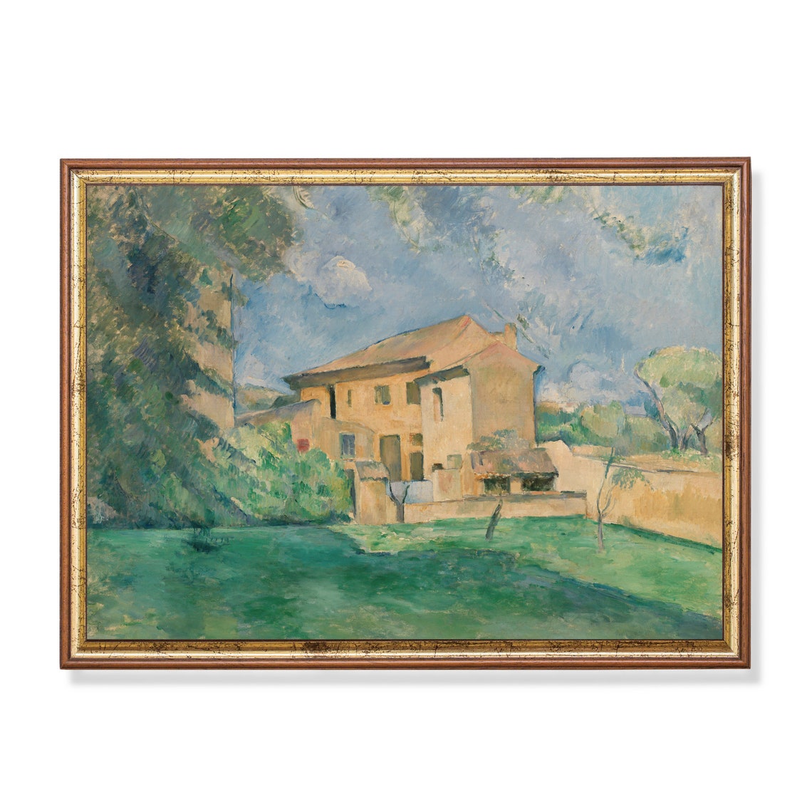 Sunlit Farmhouse with Garden Post-Impressionist Vintage Poster