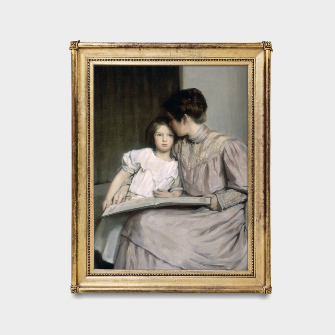 Vintage Mother Reading to Her Young Daughter Classic Wall Art - Image 2