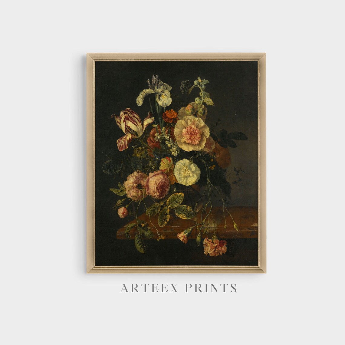 Dutch Old Master Flower Bouquet with Roses and Tulips Poster - Image 4