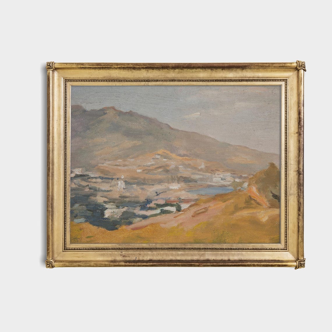 Antique Mountain Village By A Lake Landscape Painting Poster - Image 4
