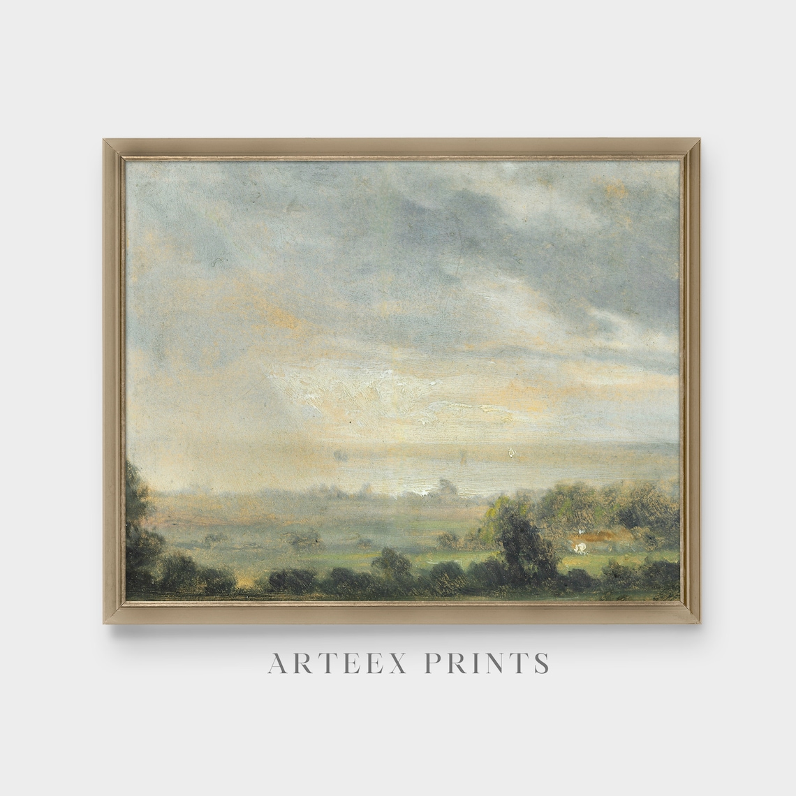 Antique Oil Landscape Painting, Farmhouse Art Print - Image 4