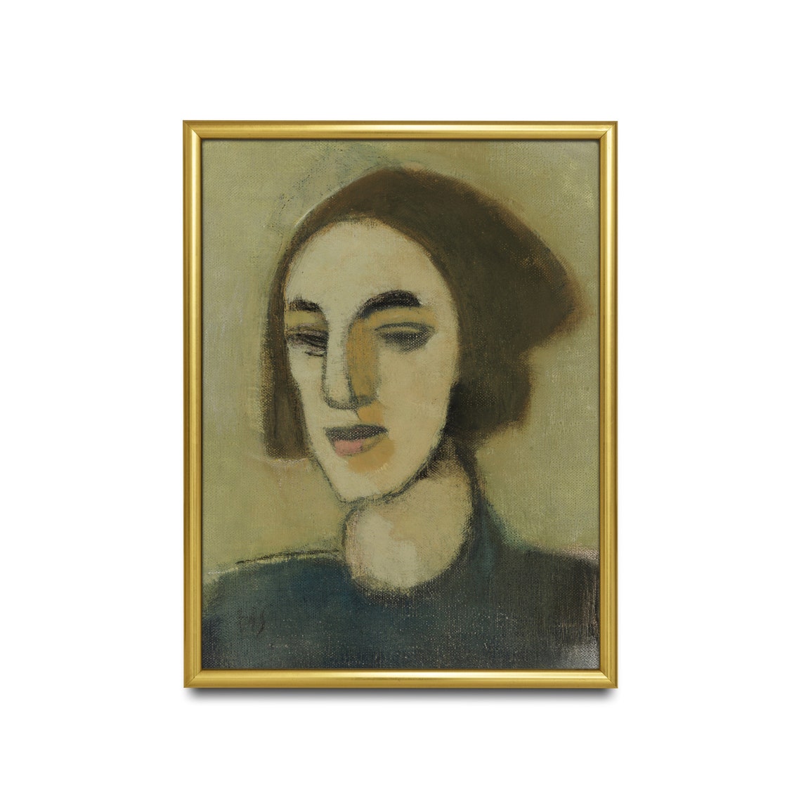 Dark-Haired Woman with a Serene Smile Modigliani Portrait Poster - Image 2
