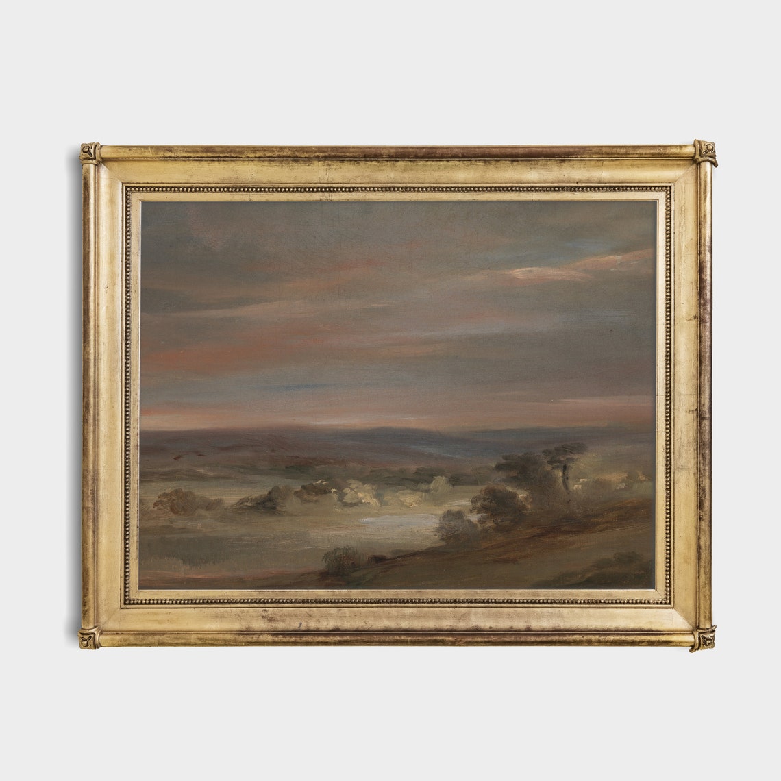 Misty Open Moorland at Dusk Under a Soft Pink Gray Sky Poster - Image 2