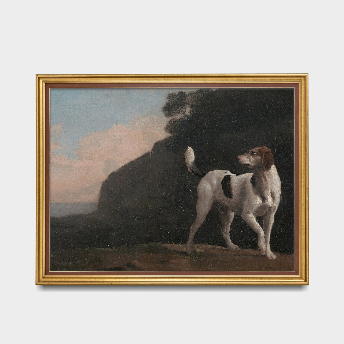 White Pointer Dog on a Rocky Coast Vintage Oil Painting Poster - Image 2