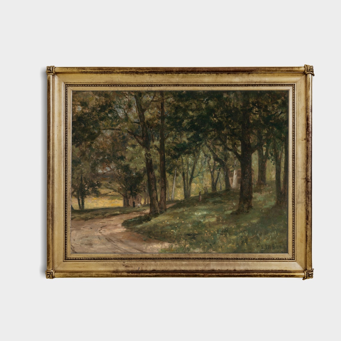 Sun-Dappled Forest Path Between Tall Trees Vintage Woodland Poster - Image 2