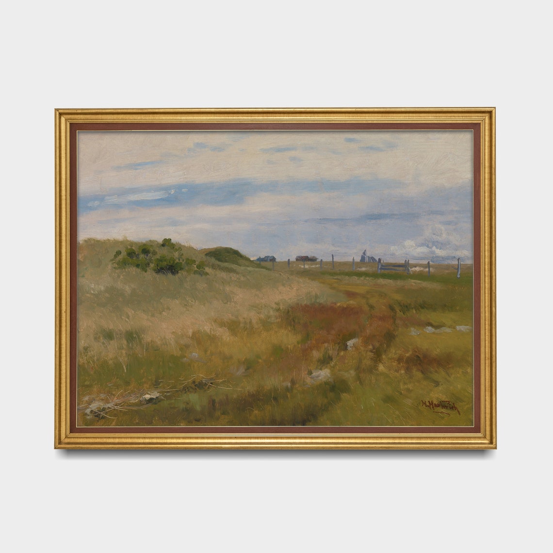 Open Moorland With Fence Posts and Distant Farm Buildings Poster - Image 3