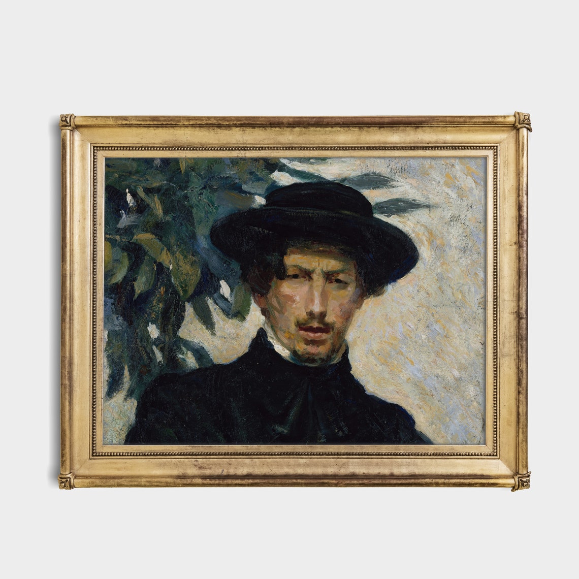 Gentleman in a Black Hat and Dark Coat Vintage Portrait Poster - Image 2