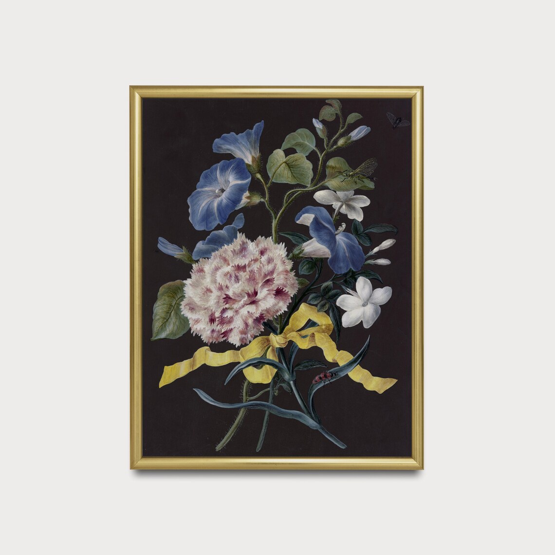 Blue Morning Glories Carnation Dutch Floral Still Life Antique Poster - Image 5