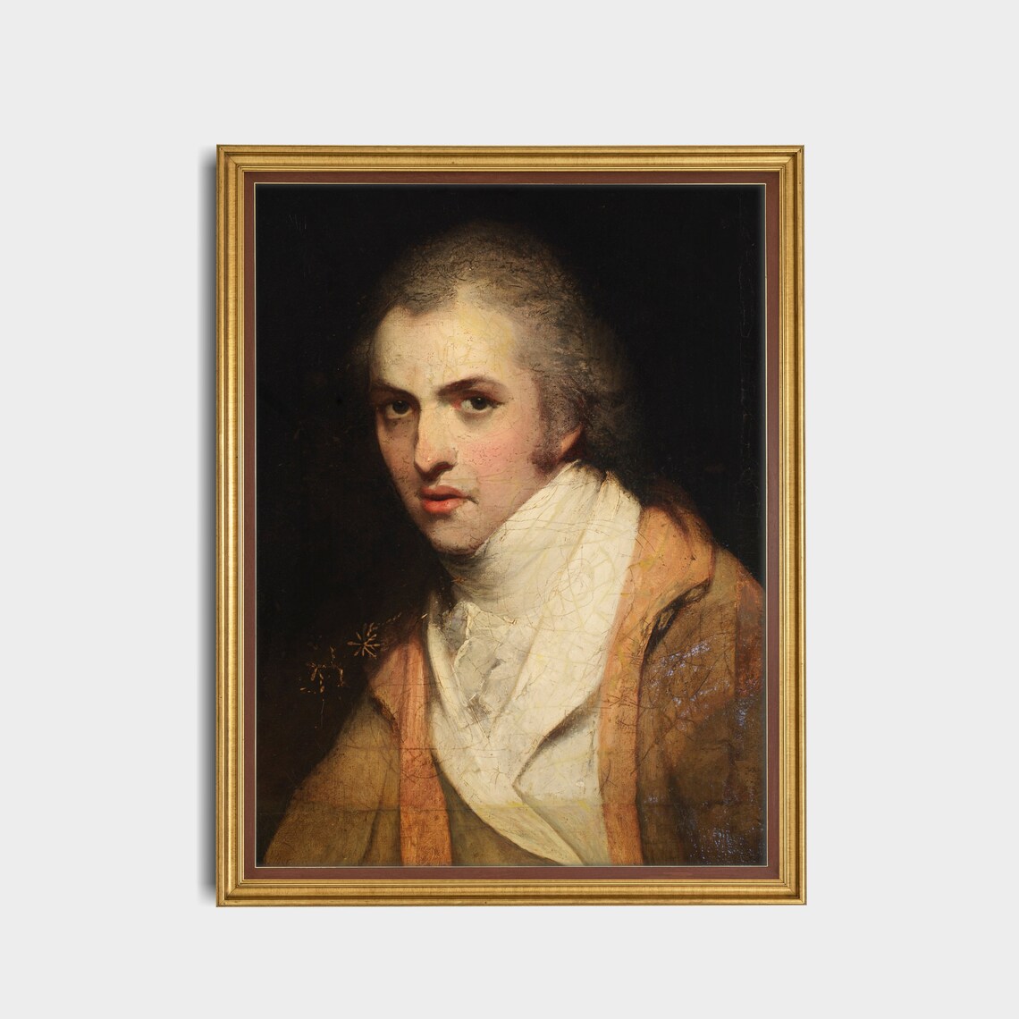 Vintage Young Gentleman Portrait White Cravat Antique Man Wall Art - Image 4