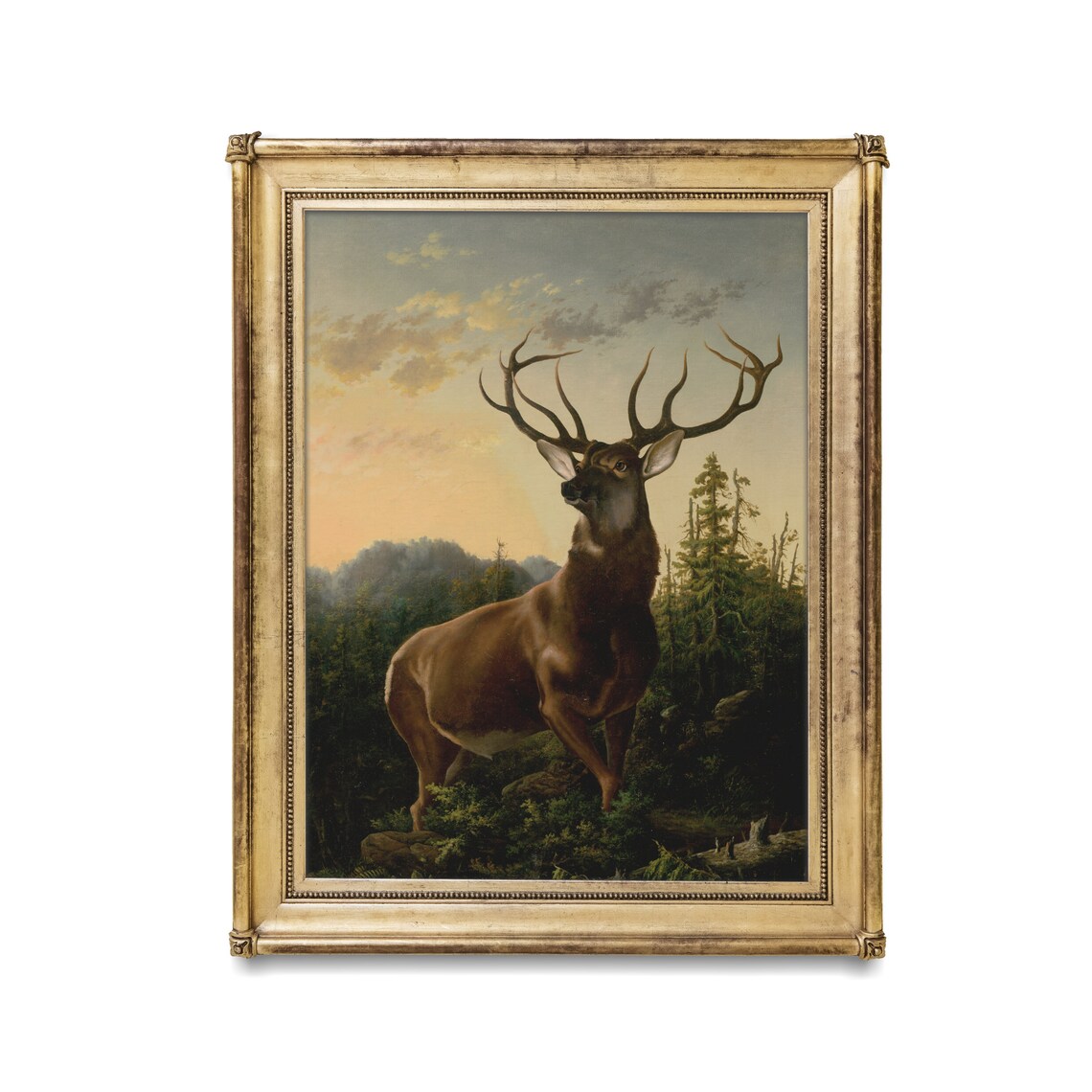 Vintage Deer Painting, Rustic Farmhouse Art Print - Image 3