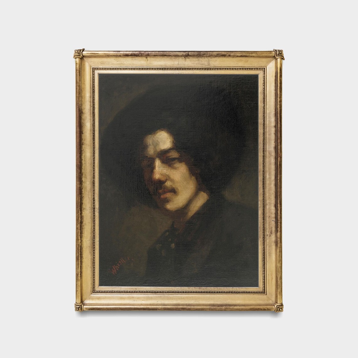 Dark Oil Portrait Of A Man In A Hat By Whistler Vintage Poster - Image 5