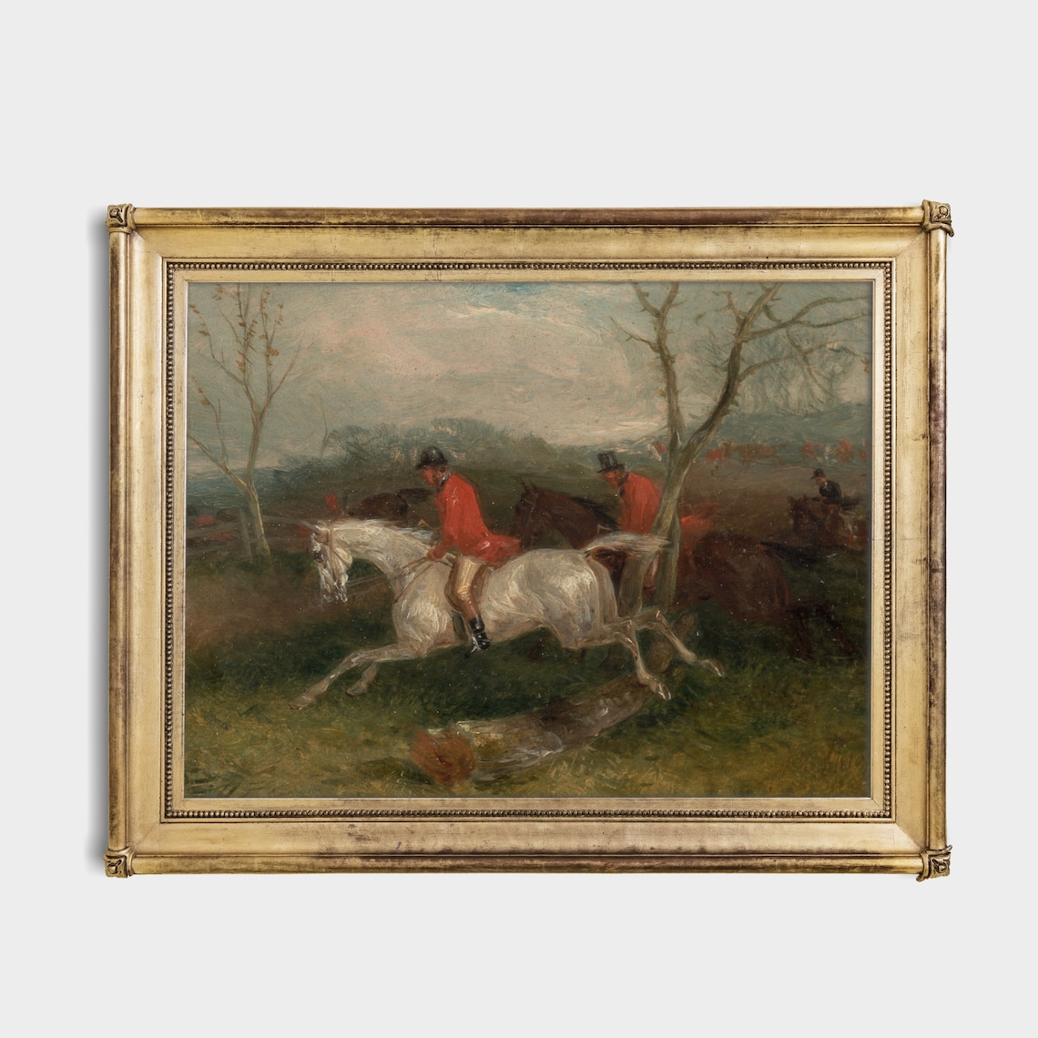 Fox Hunt Riders Jumping Fences Vintage Equestrian Sporting Oil Poster - Image 2