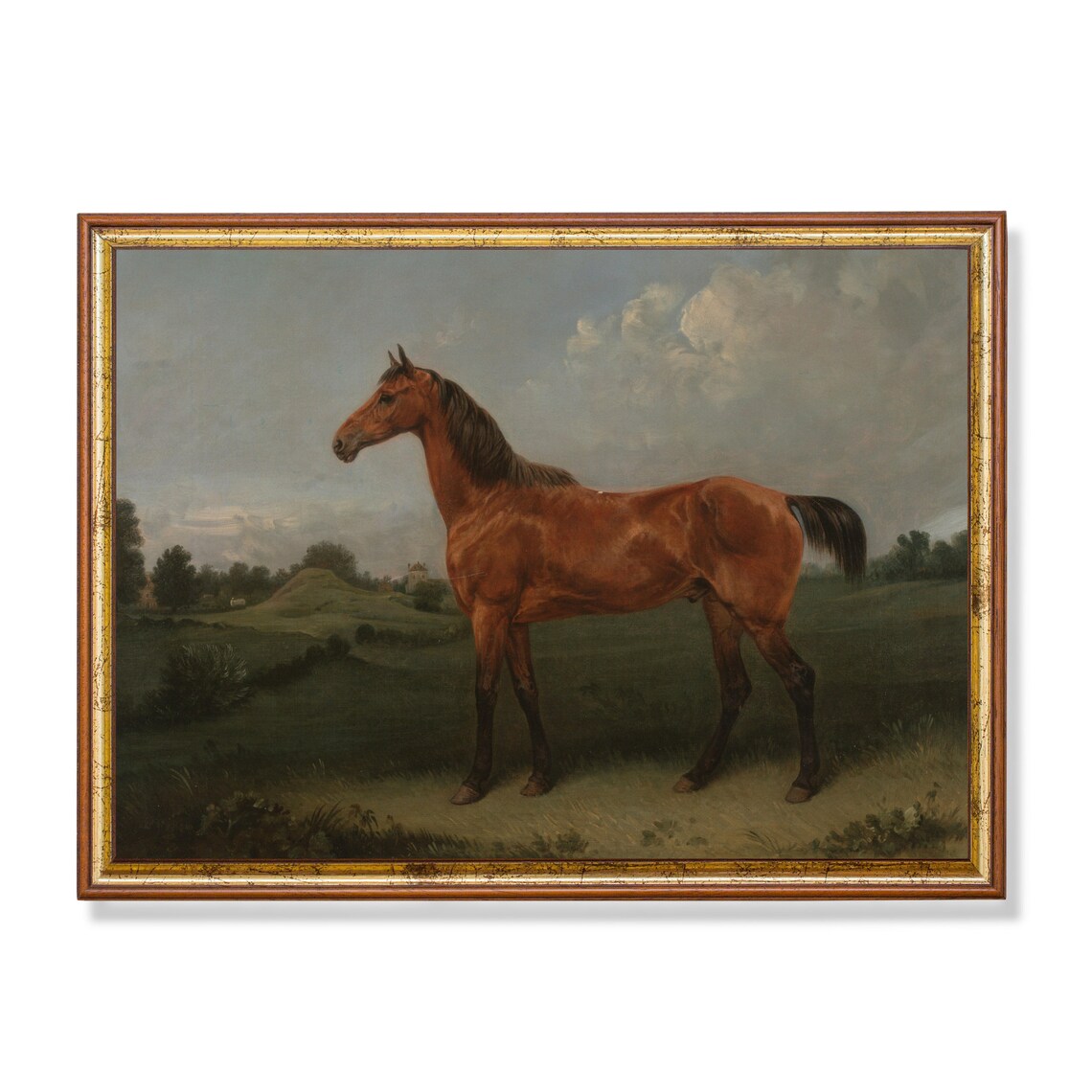 Vintage Horse Painting, Moody Equestrian Art Print