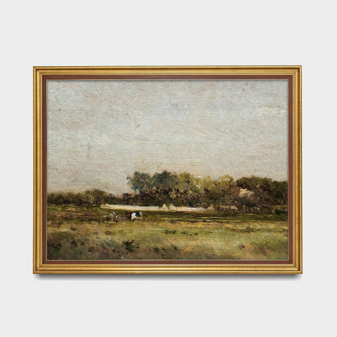Serene Vintage Meadow Landscape With Distant Trees Art Poster - Image 4