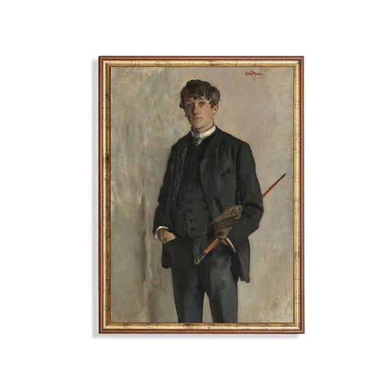 Print And Ship Vintage Gentleman Portrait Antique Man Portrait Mailed Print Oil Painting Print Moody Rustic Fine Art Print