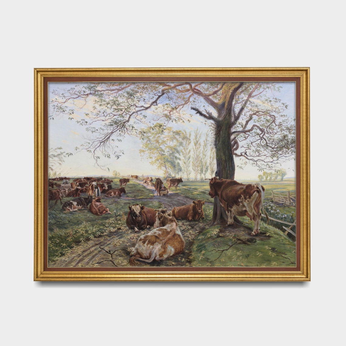 Vintage Cattle Painting Antique Cow Print Farmhouse Decor Wall Art Farm Animal Oil Painting Fine Art - Image 5