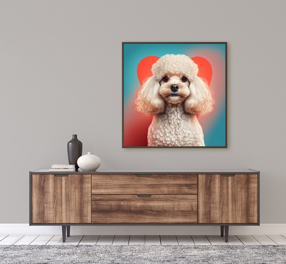 White Poodle Dog With Big Red Heart Pop Art Cute Dog Lover Poster - Image 5