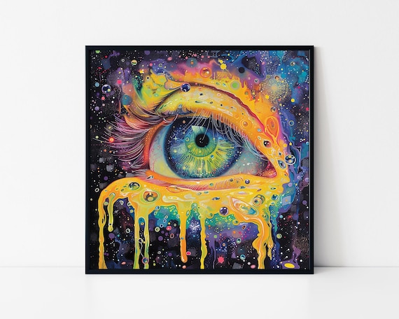 Psychedelic Melting Eye Cosmic Dripping Colors Trippy Art Poster