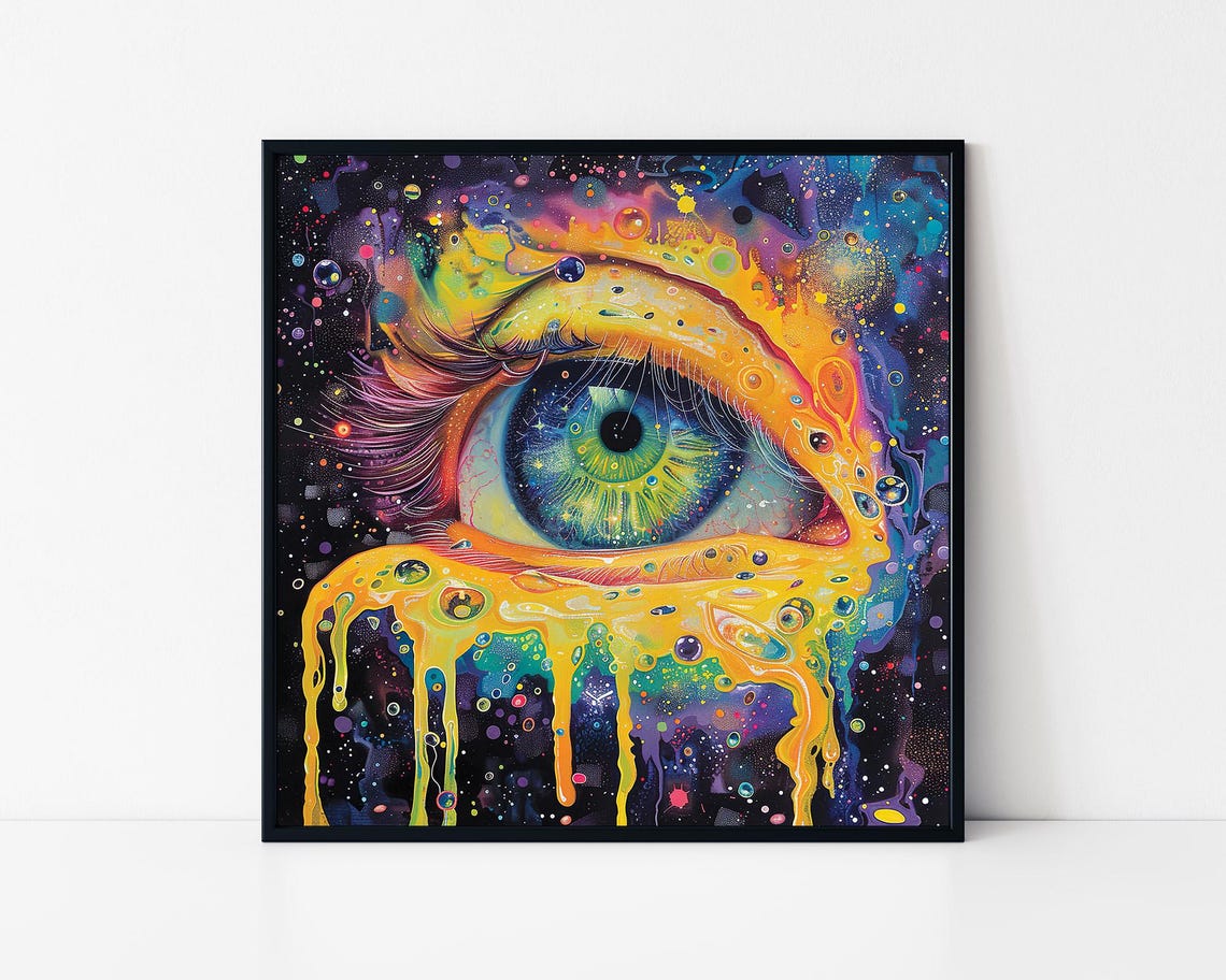 Psychedelic Melting Eye Cosmic Dripping Colors Trippy Art Poster
