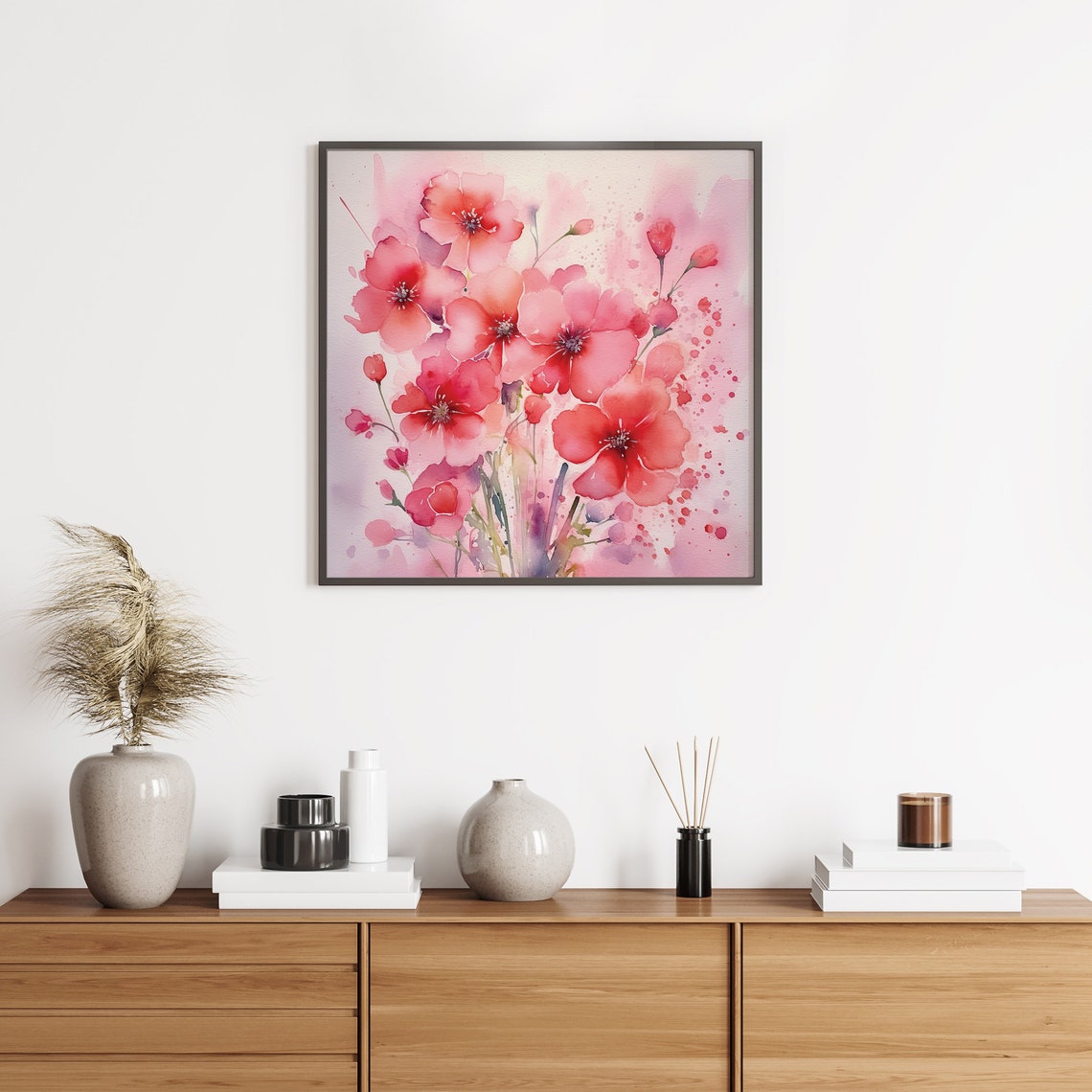 Pink Watercolor Flowers Framed Poster Pink Flowers In Watercolor Style Flowers Wall Art Floral Poster Wall Hanging Cute Flowers Poster - Image 5