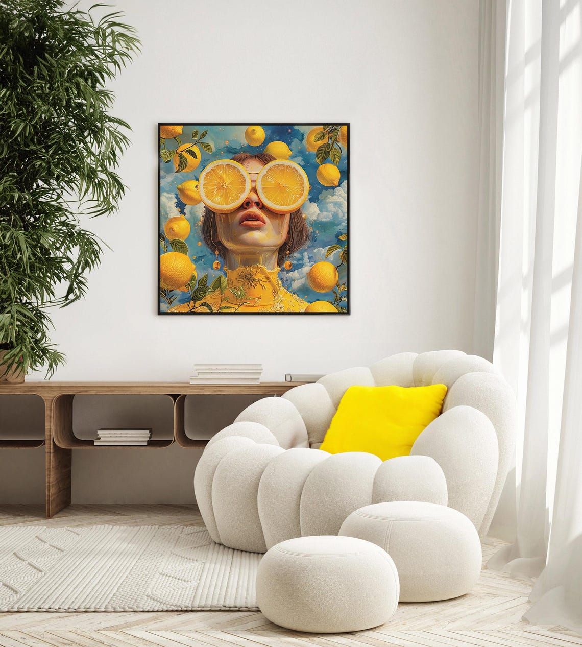 Woman With Lemon Slice Sunglasses Bright Citrus Summer Fun Poster - Image 2