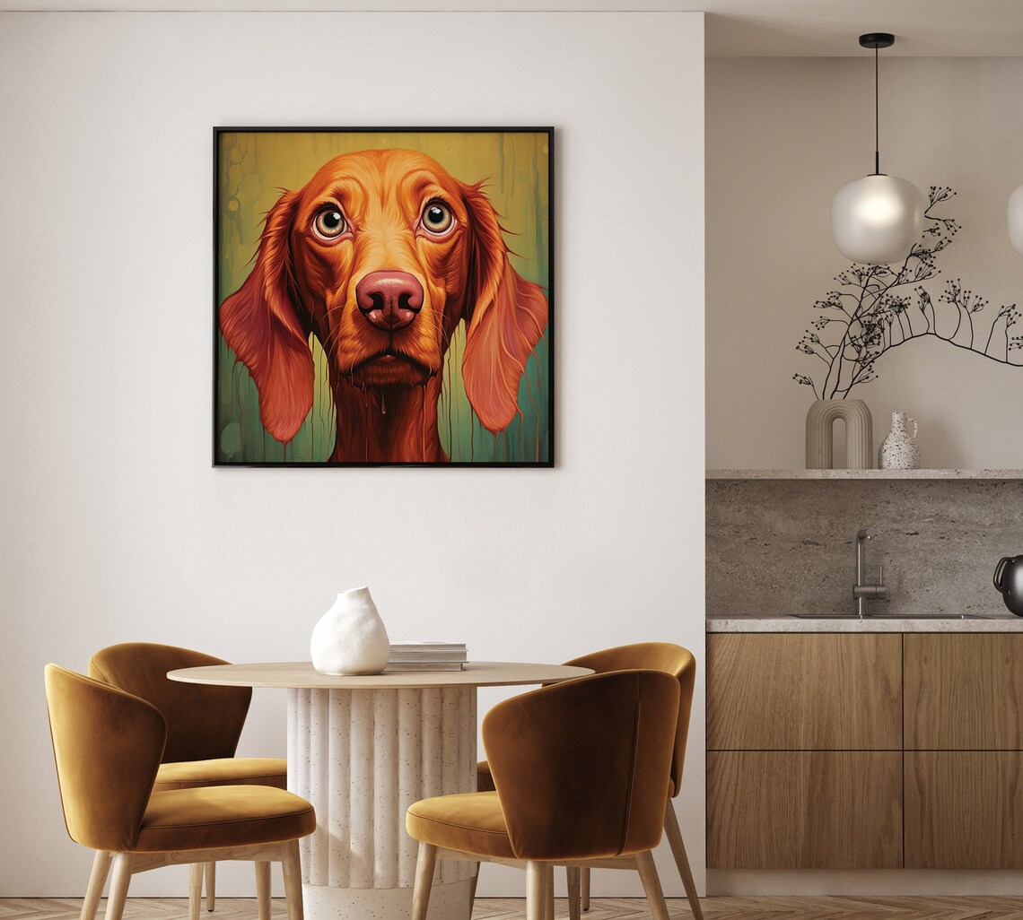Vizsla Dog Face Close Up Big Brown Eyes Hound Portrait Poster - Image 4