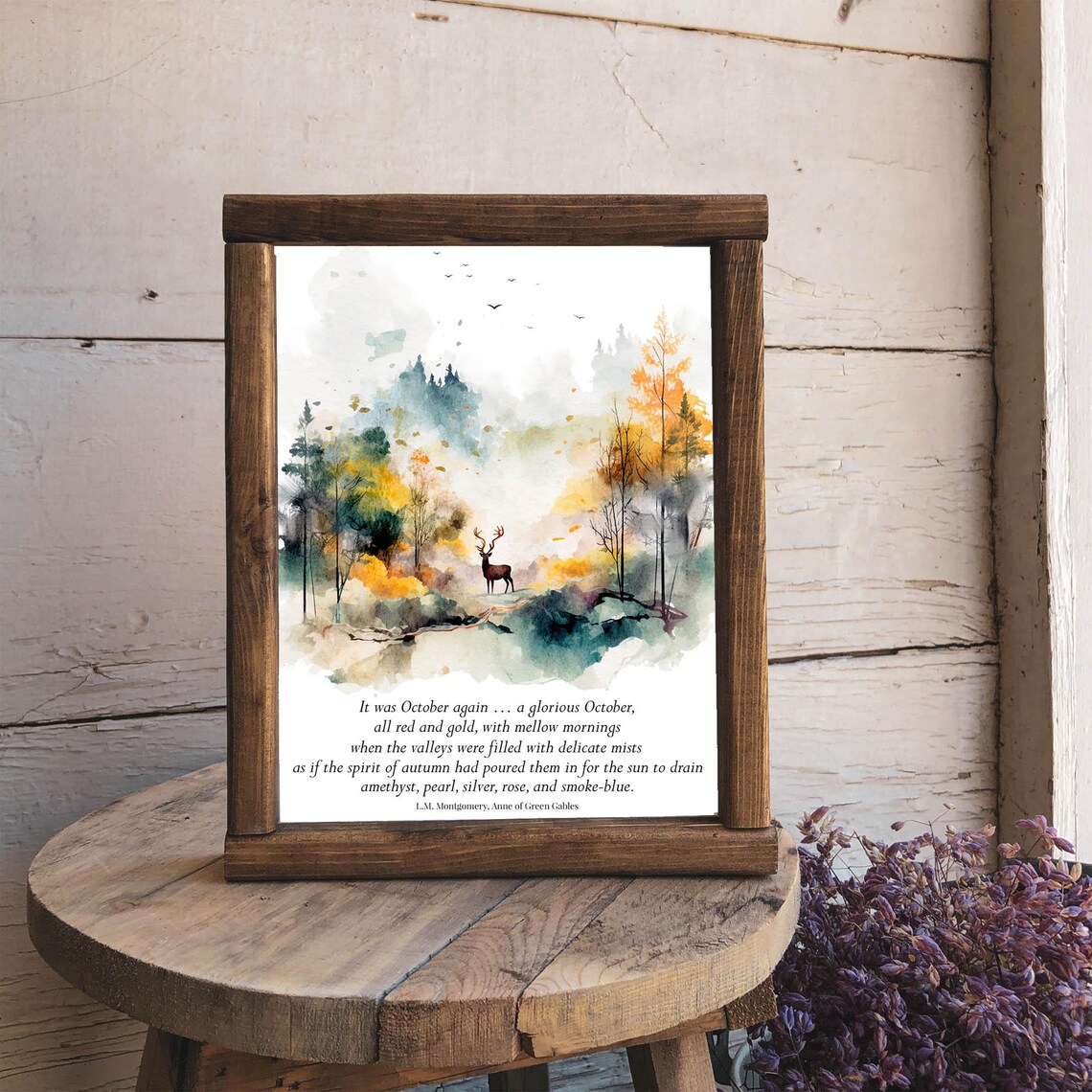 Anne Of Green Gables October Quote Autumn Forest Deer Watercolor Poster - Image 3