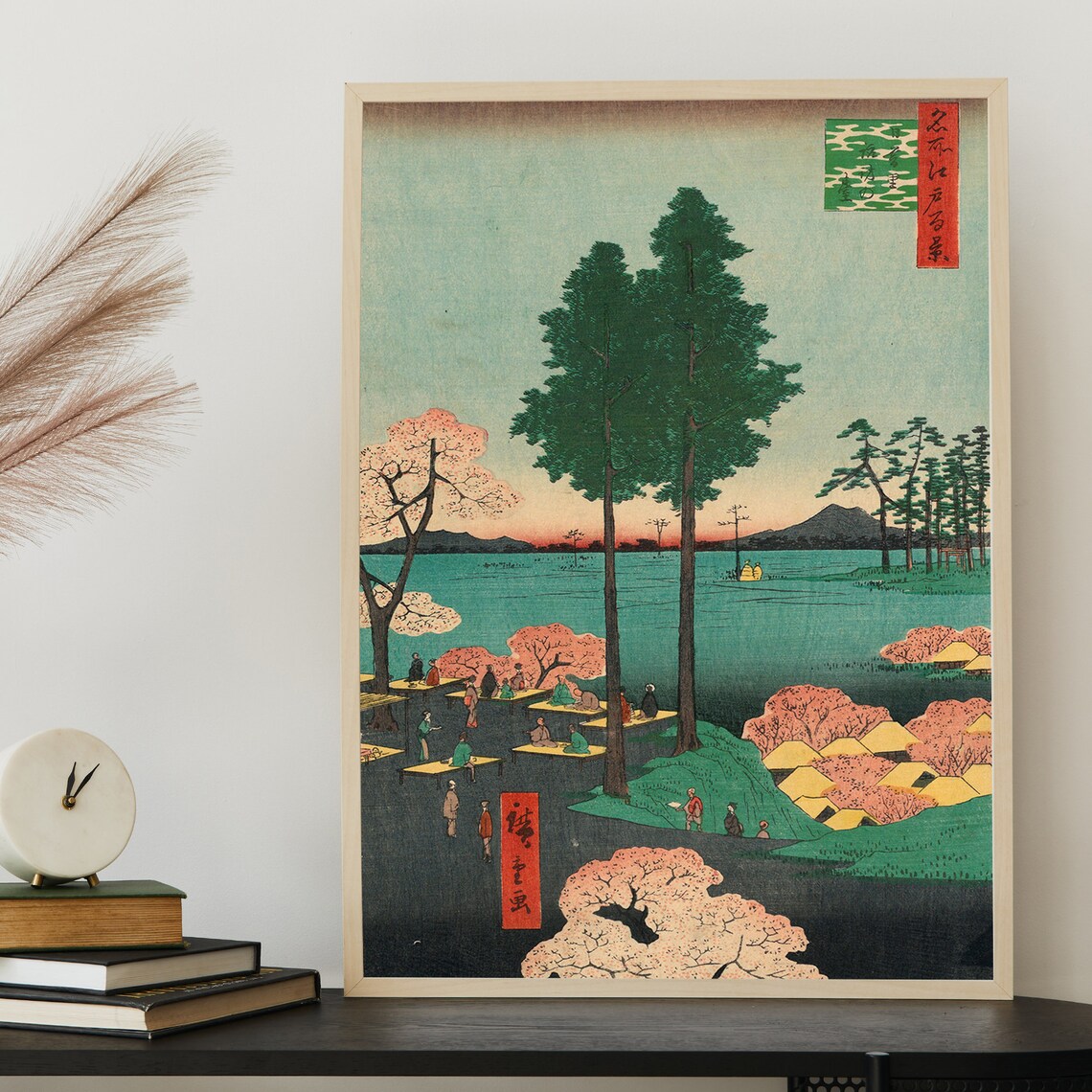Hiroshige Cherry Blossom Riverside Edo Japanese Woodblock Art Poster - Image 2