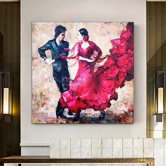 Canvas Home Decor Large Couple Dancing Painting Print Music Room Art Tango Framed Ready To Hang