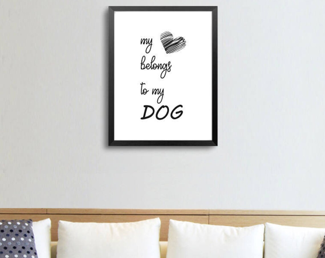 My Heart Belongs To My Dog Sweet Script Heart Dog Lover Gift Poster - Image 2