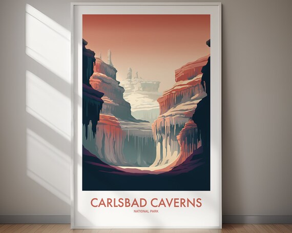 Carlsbad Caverns National Park Cave Interior Stalactites Art Poster