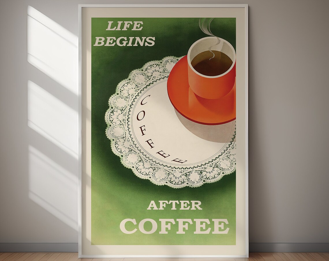 Life Begins After Coffee Vintage Art Print - Image 2