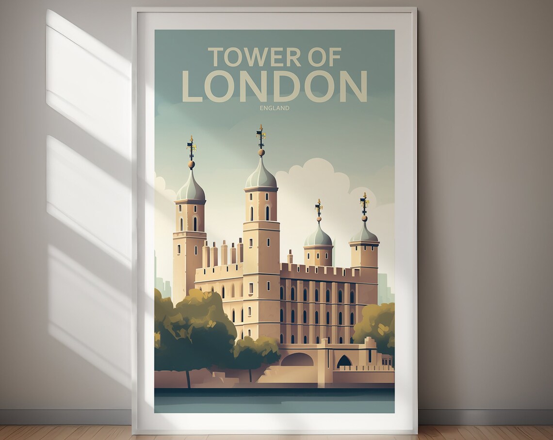 Tower Of London England Historic Castle Vintage Travel Poster