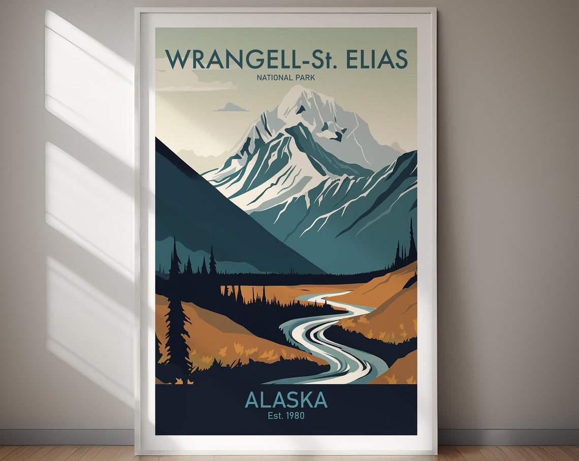 Wrangell St Elias National Park Alaska Snowy Peak River Poster