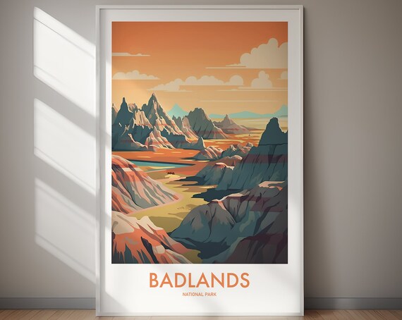 Badlands National Park Vintage Eroded Peaks Prairie Vista Poster